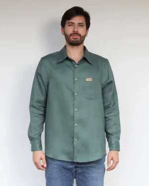 Camisa de lino verde