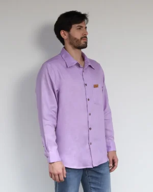Camisa de lino lila