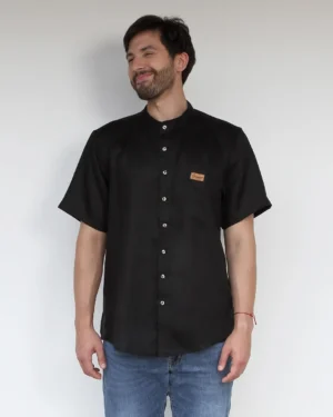 Camisa de lino negra